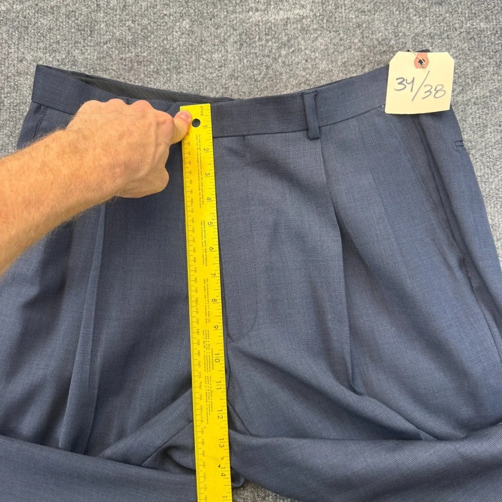 Giorgio Cosani Dress Pants Men 34x38 Blue Wool Pleated Professional Straight Leg